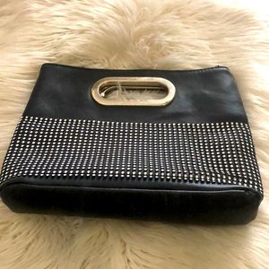SOLD!! Rhinestone vegan leather clutch purse
